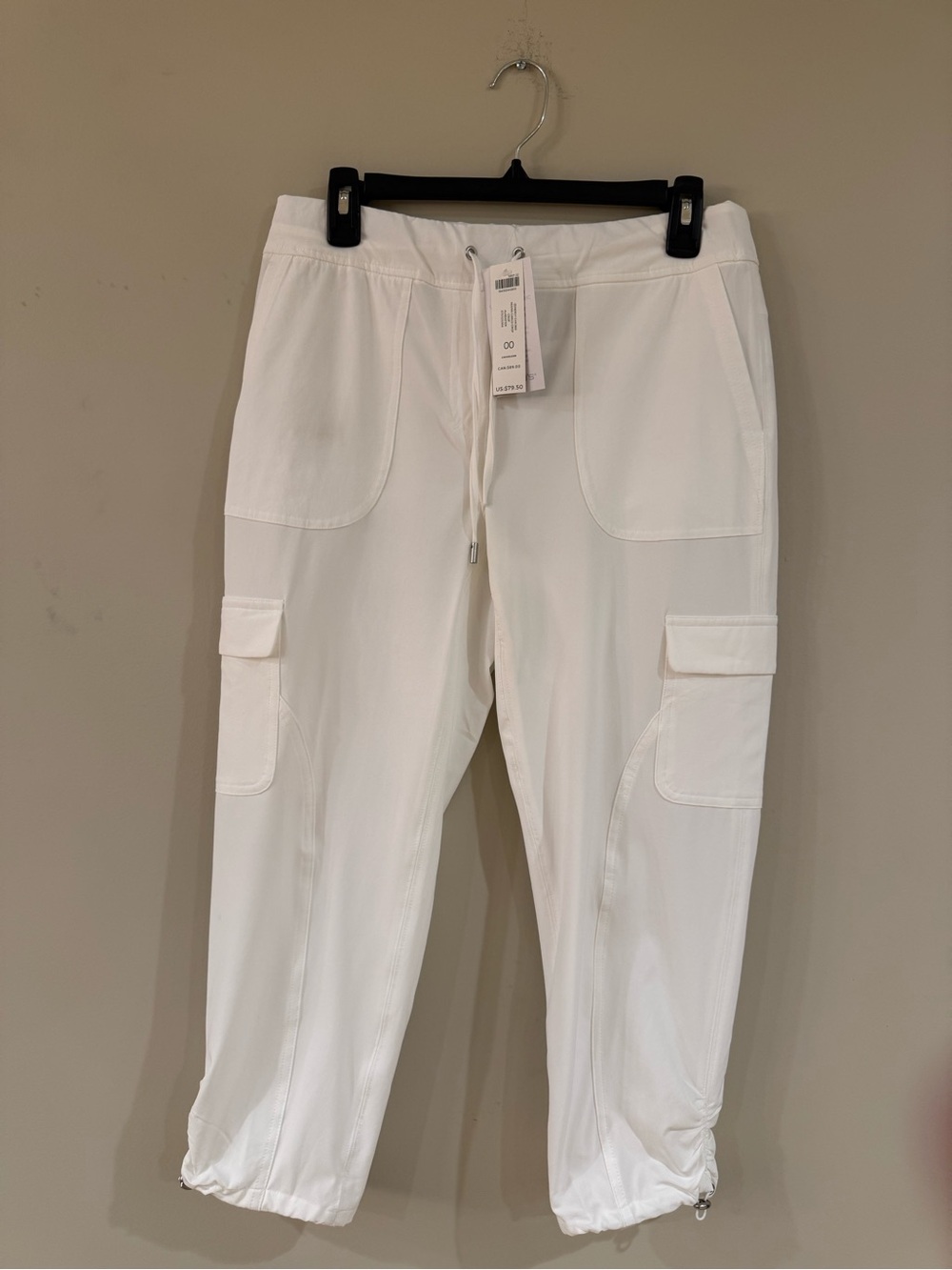 Chico's White Cropped UVP Cargo Jogger with Pocket Details
